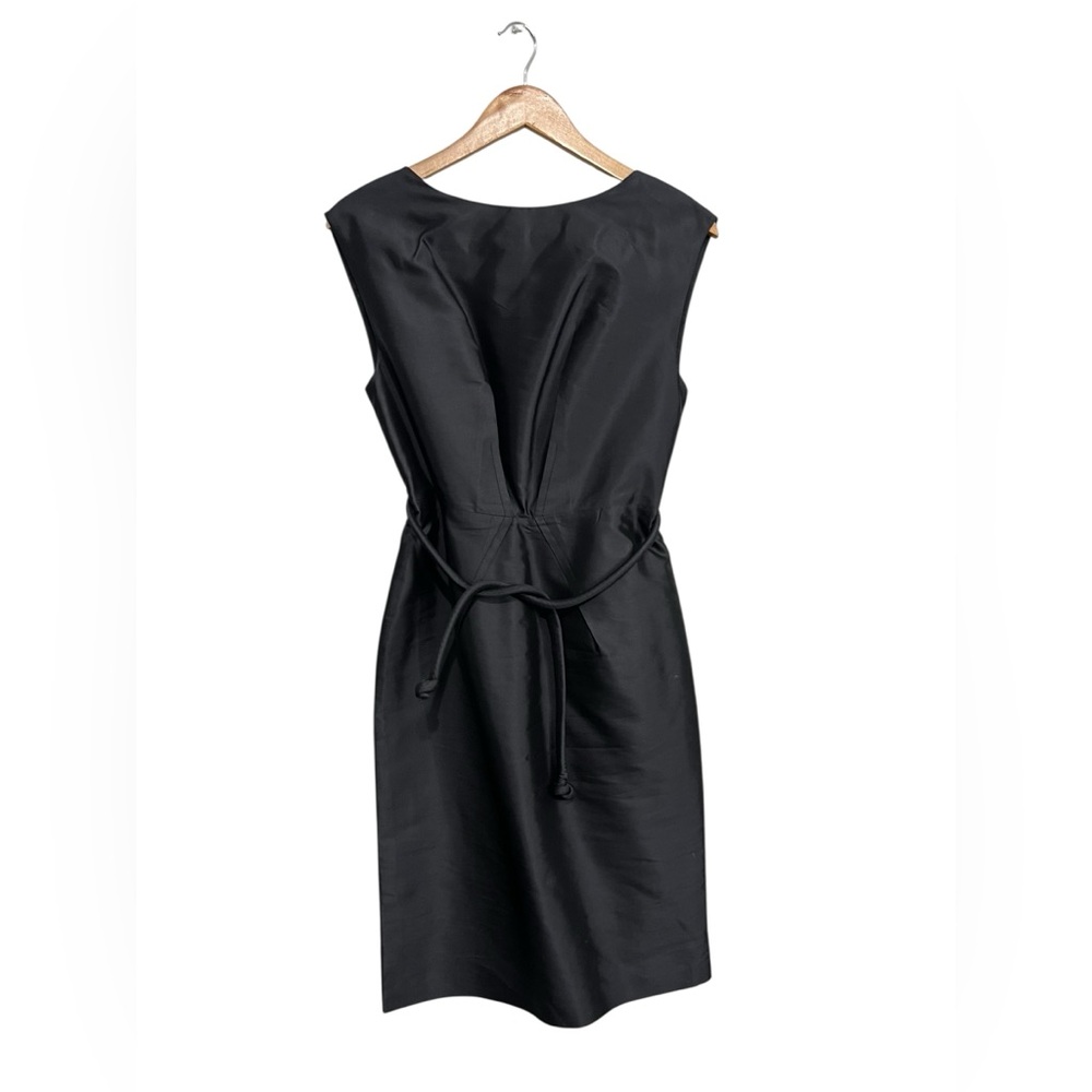 Barneys NY Silk Black Sleeveless Dress LBD Waist Rope Belt Tie Sheath Cocktail 6